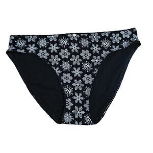 Victoria's Secret Black Pink Snowflake VS Bikini XLarge Cotton Panty